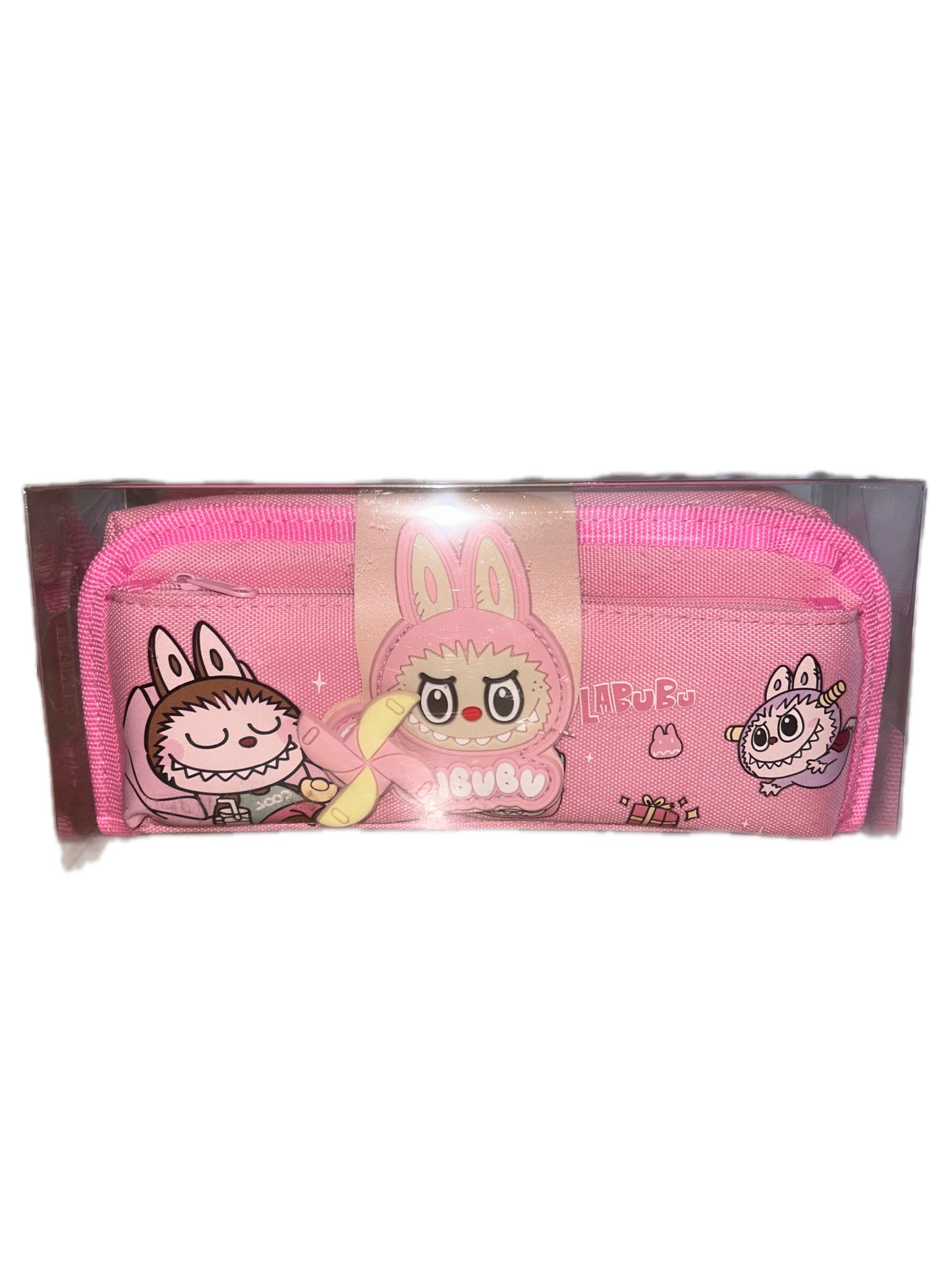 Étui à crayon double compartiment Labubu rose